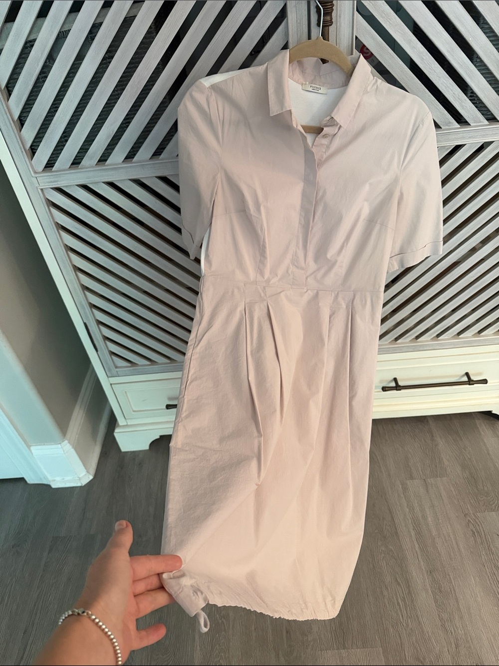 Peserico Made in Italy Blush Pink Shirt Dress Knit Back
